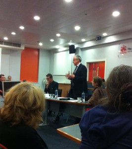 Francis FitzGibbon QC speaking at the City Law School.