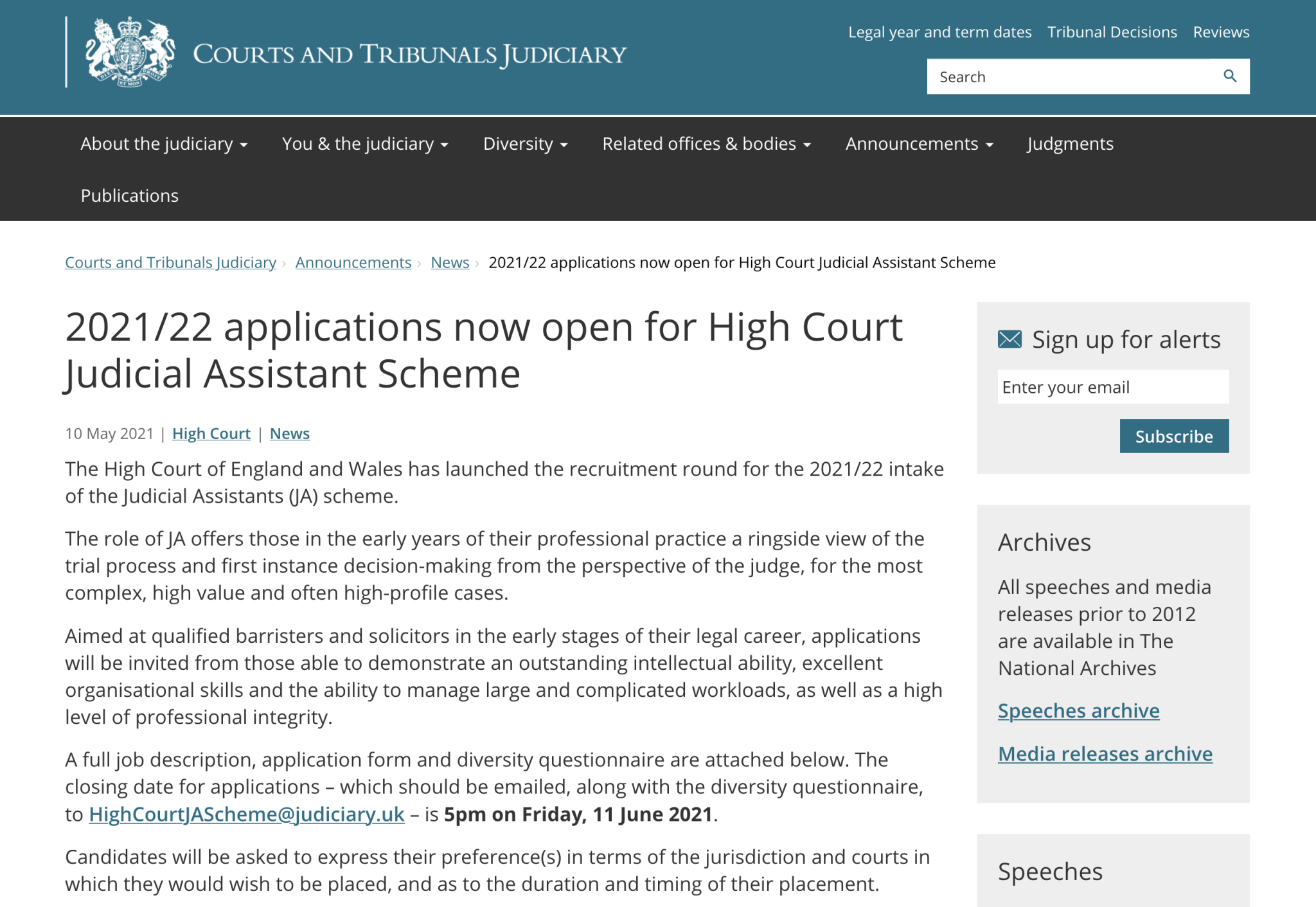 high-court-judicial-assistant-applications-open-deadline-12th-june